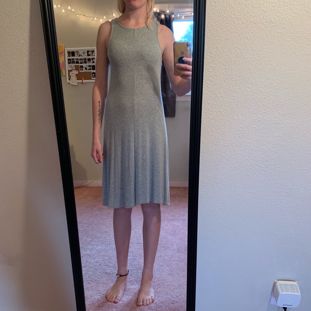 GAP Grey Slub Tank Midi Dress